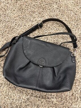 Black Pebbled Leather Crossbody Bag with Flap - Timeless Everyday Style